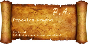 Popovics Armand névjegykártya